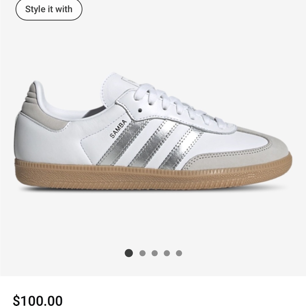 Adidas Samba White and Silver Women’s 61/2